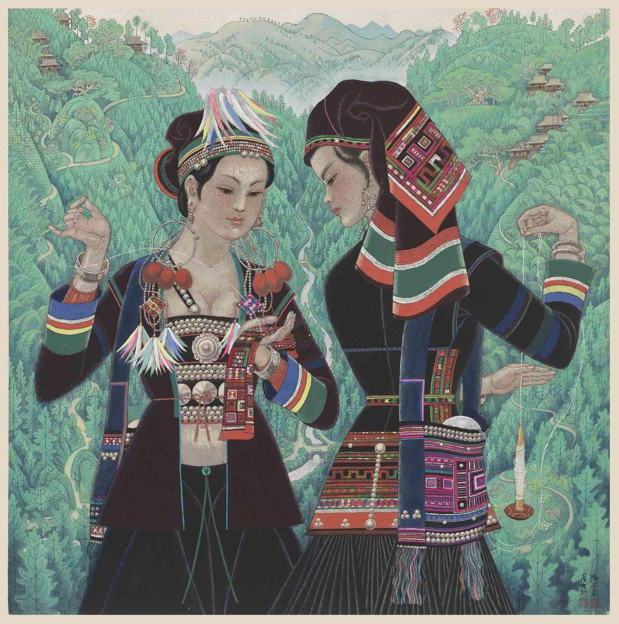 周令钊、陈若菊 山乡锦绣 1984 103×103cm 纸本丙烯中央美术学院美术馆藏